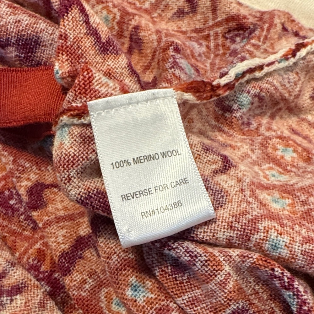 Garnet Hill Rust-Patterned V-Neck Long Sleeve Top - image 3